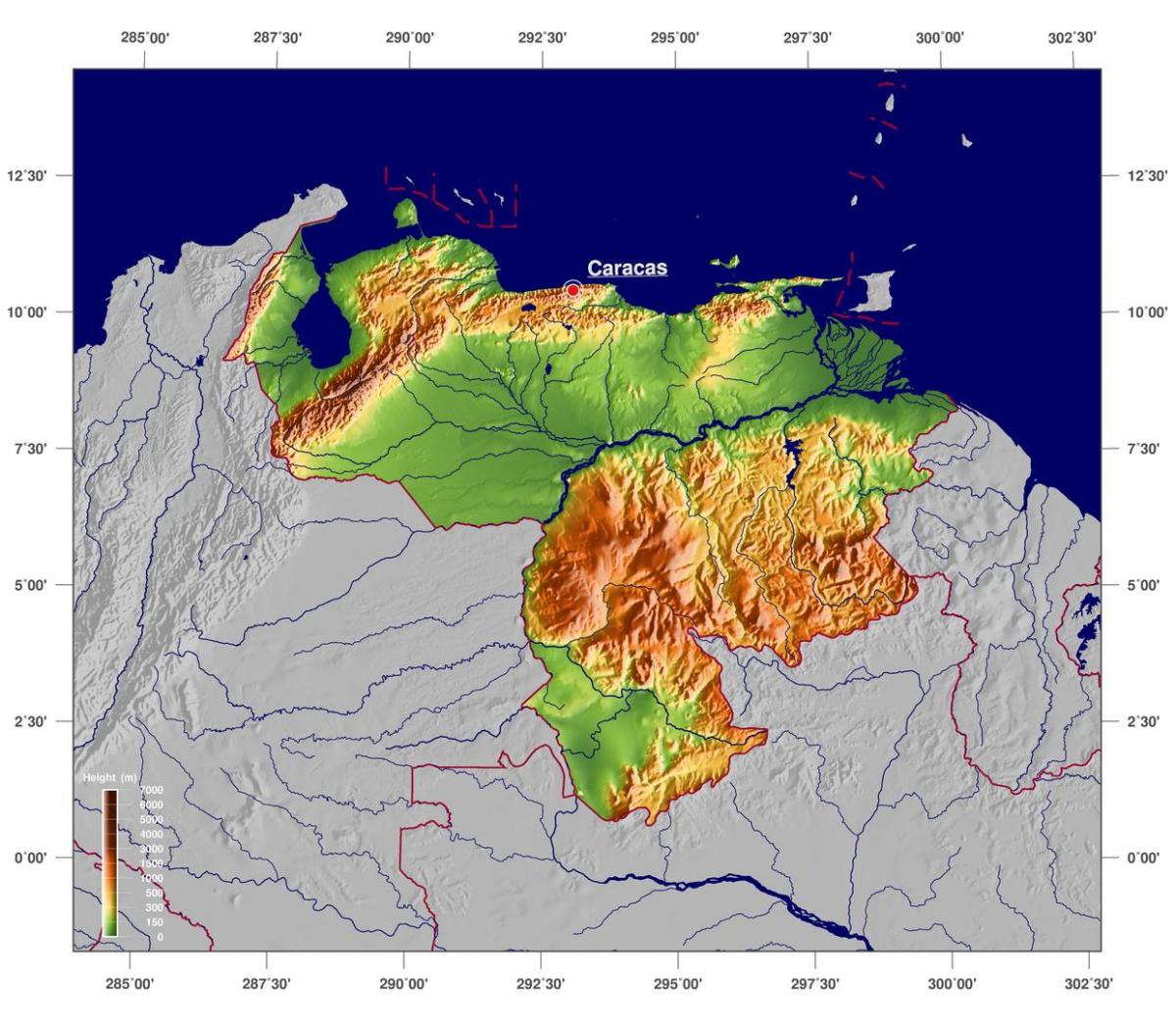 mapa do mapa físico de venezuela