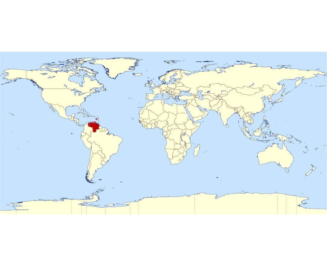 venezuela localización no mapa do mundo