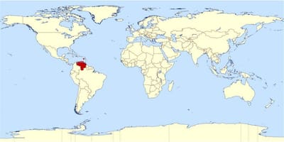 Venezuela localización no mapa do mundo